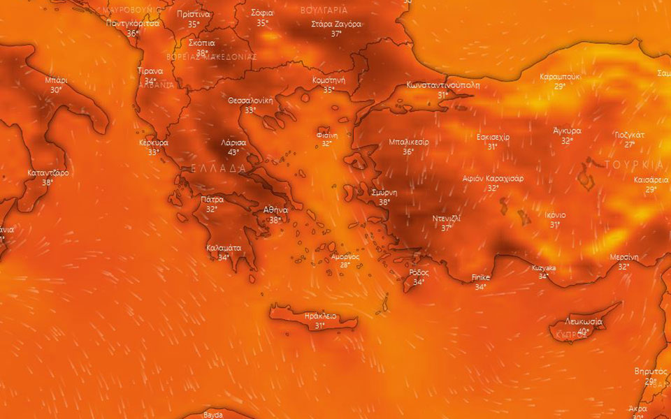 Καύσωνας: Νέο εκτακτο δελτίο καιρού από την ΕΜΥ – Θερμοκρασίες έως 44 βαθμούς