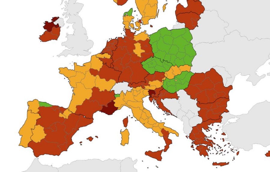 Χάρτης ECDC – Στο «πορτοκαλί» όλη η Ελλάδα