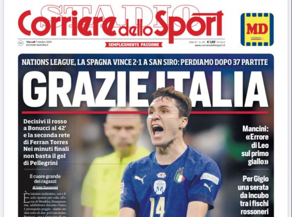 Corriere dello Sport – «Ευχαριστούμε Ιταλία» (pic)