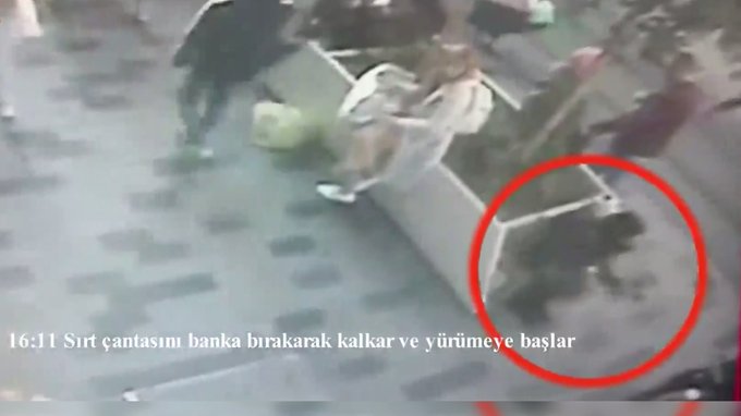 Έκρηξη στην Κωνσταντινούπολη: Η στιγμή που η βομβίστρια περιμένει στο παγκάκι (vid)