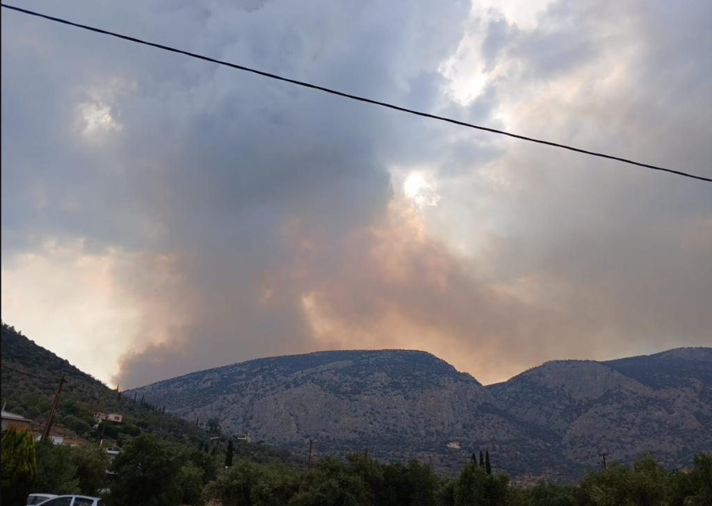 Μεγάλη φωτιά στη Φωκίδα – Εντολή εκκένωσης στο χωριό Μισόκαμπος