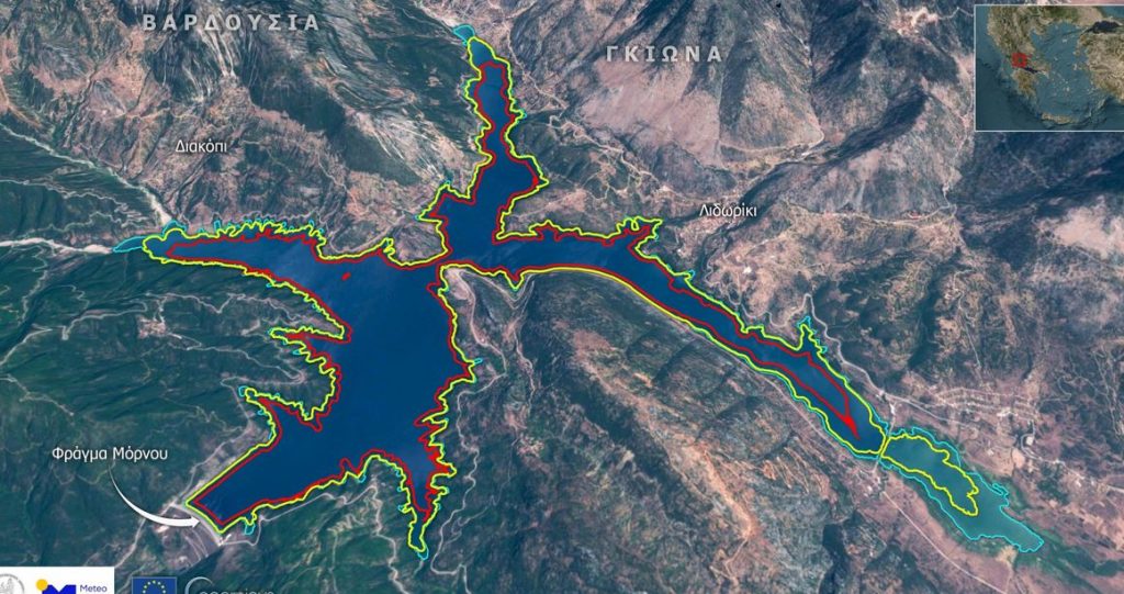 Οι αποκαρδιωτικές εικόνες της λειψυδρίας – Δορυφορικές μετρήσεις της έκτασης της τεχνητής λίμνης του Μόρνου