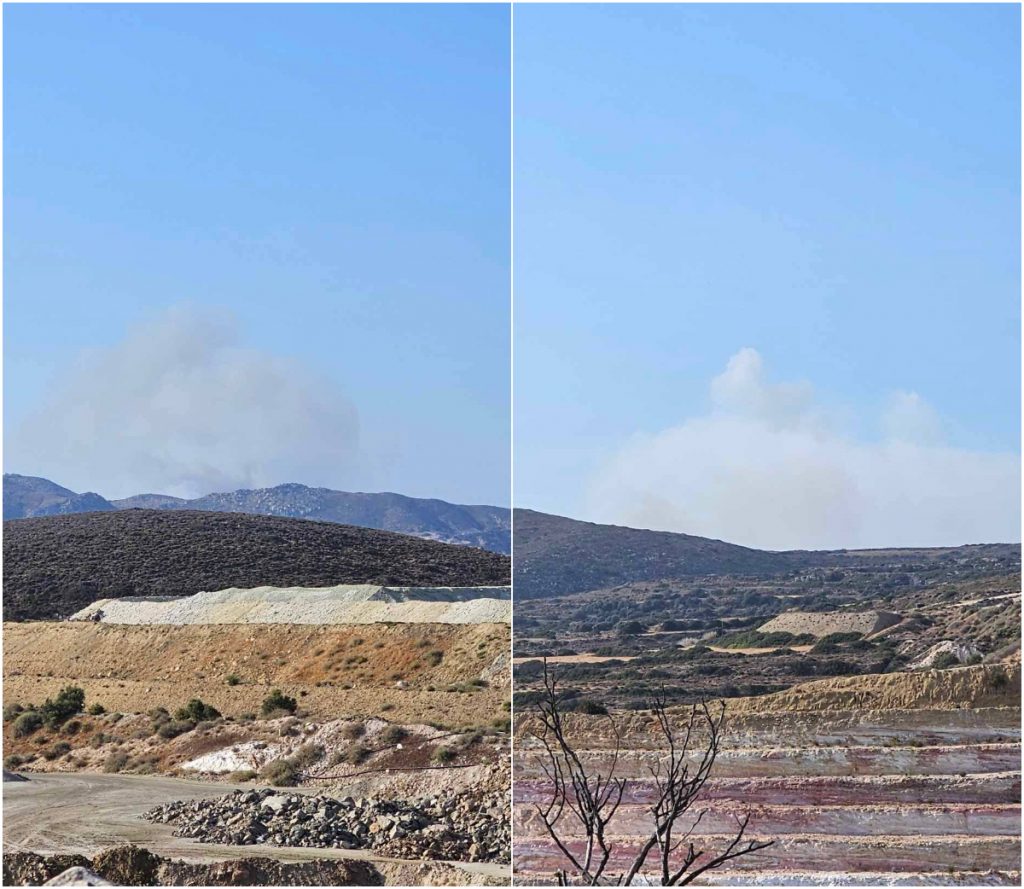 Φωτιά στη Μήλο: Σε χώρο εναπόθεσης απορριμμάτων – Σηκώθηκαν εναέρια μέσα