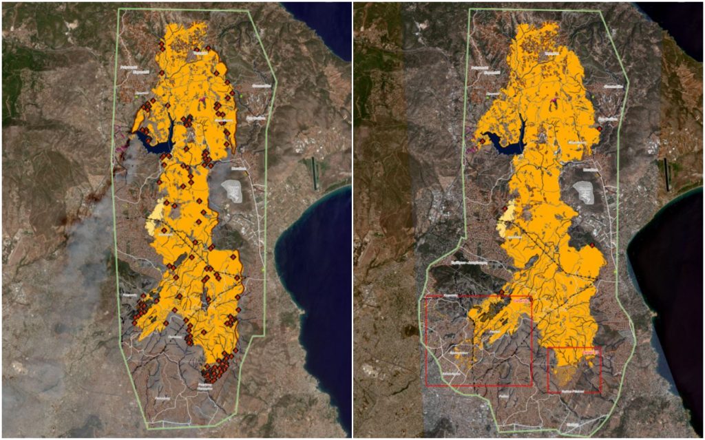 Στάχτη πάνω από 100.000 στρέμματα στην Αττική – Τα νέα δεδομένα για τη φωτιά από το Copernicus