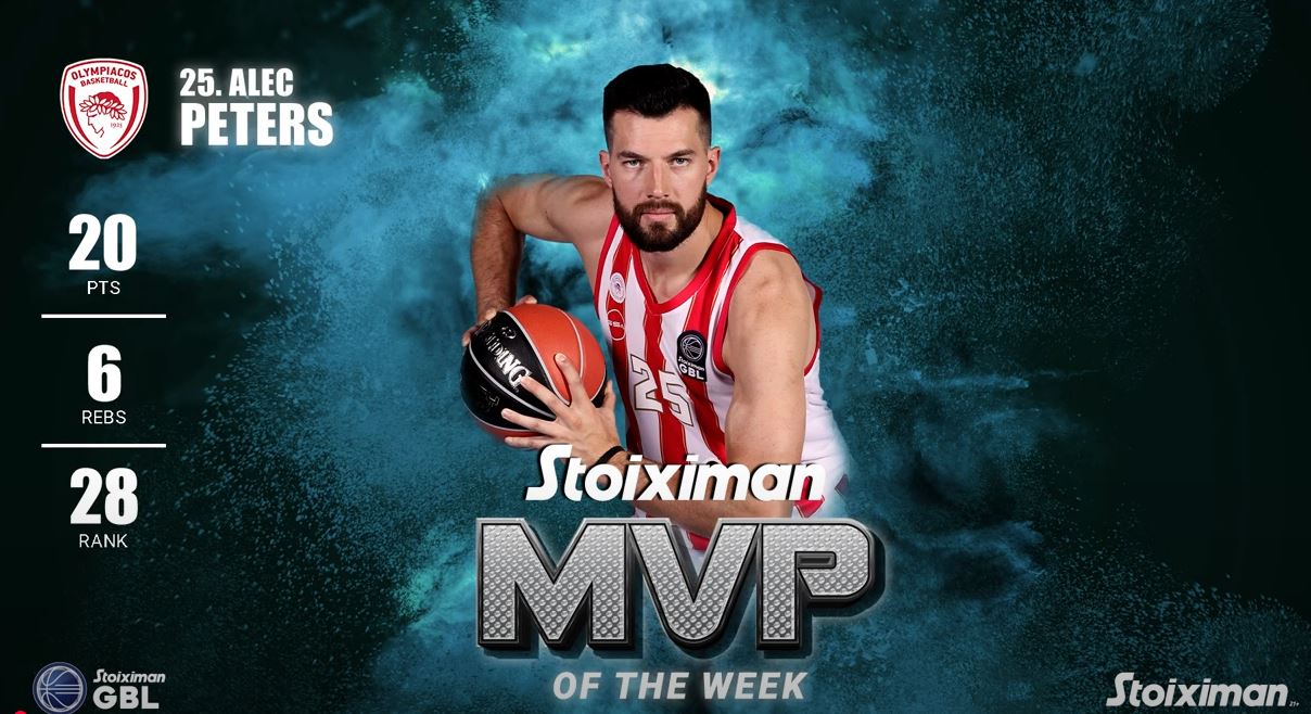 Stoiximan GBL: Ο Πίτερς αναδείχθηκε MVP της 16ης αγωνιστικής